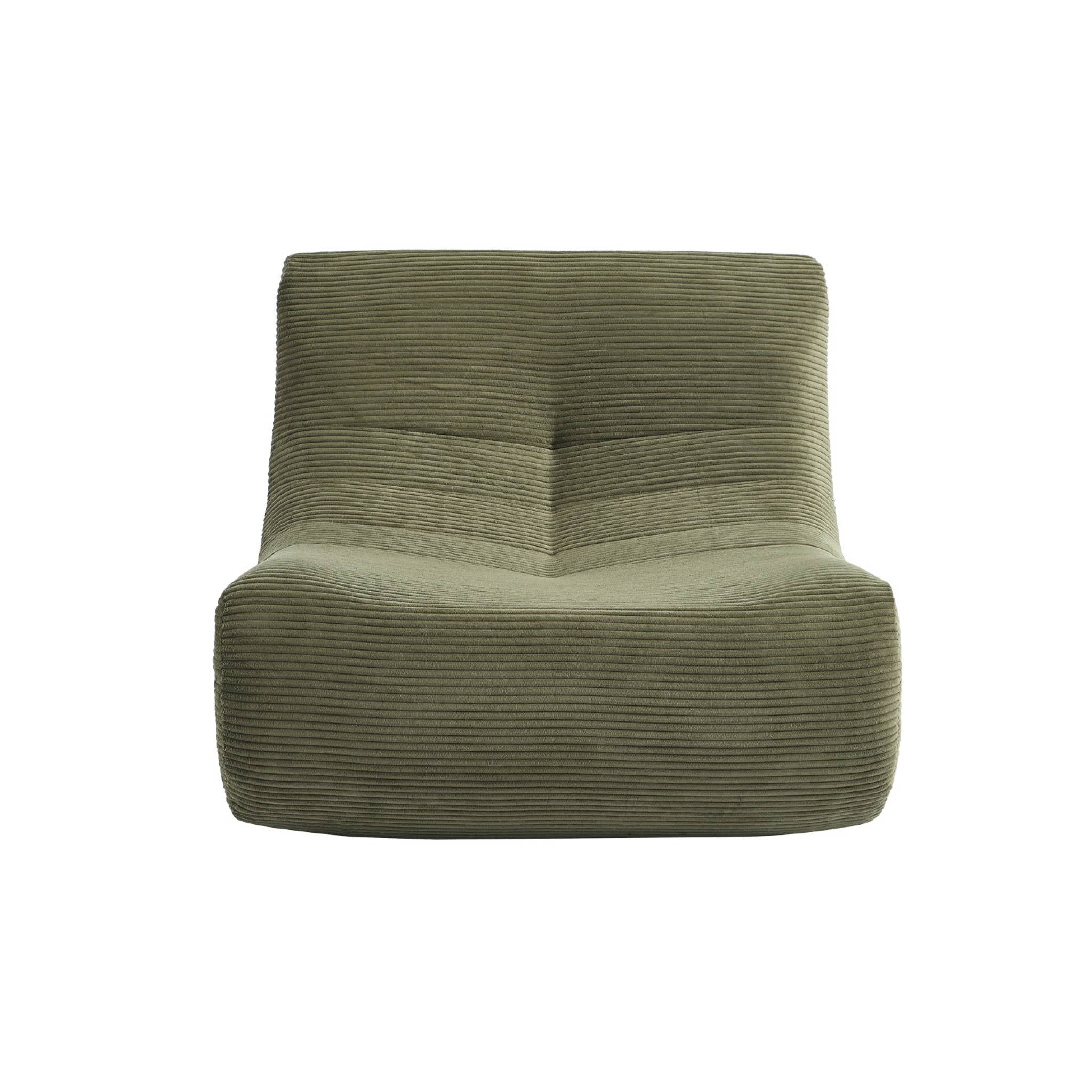 Poltrona senza braccioli in velluto a coste, 1 posto, verde kaki