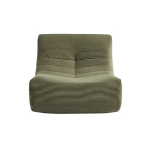 Poltrona senza braccioli in velluto a coste, 1 posto, verde kaki
