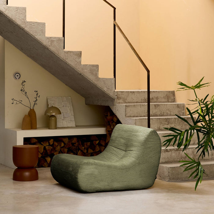 Poltrona senza braccioli in velluto a coste, 1 posto, verde kaki