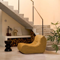 Poltrona senza braccioli in velluto a coste, 1 posto, mostarda