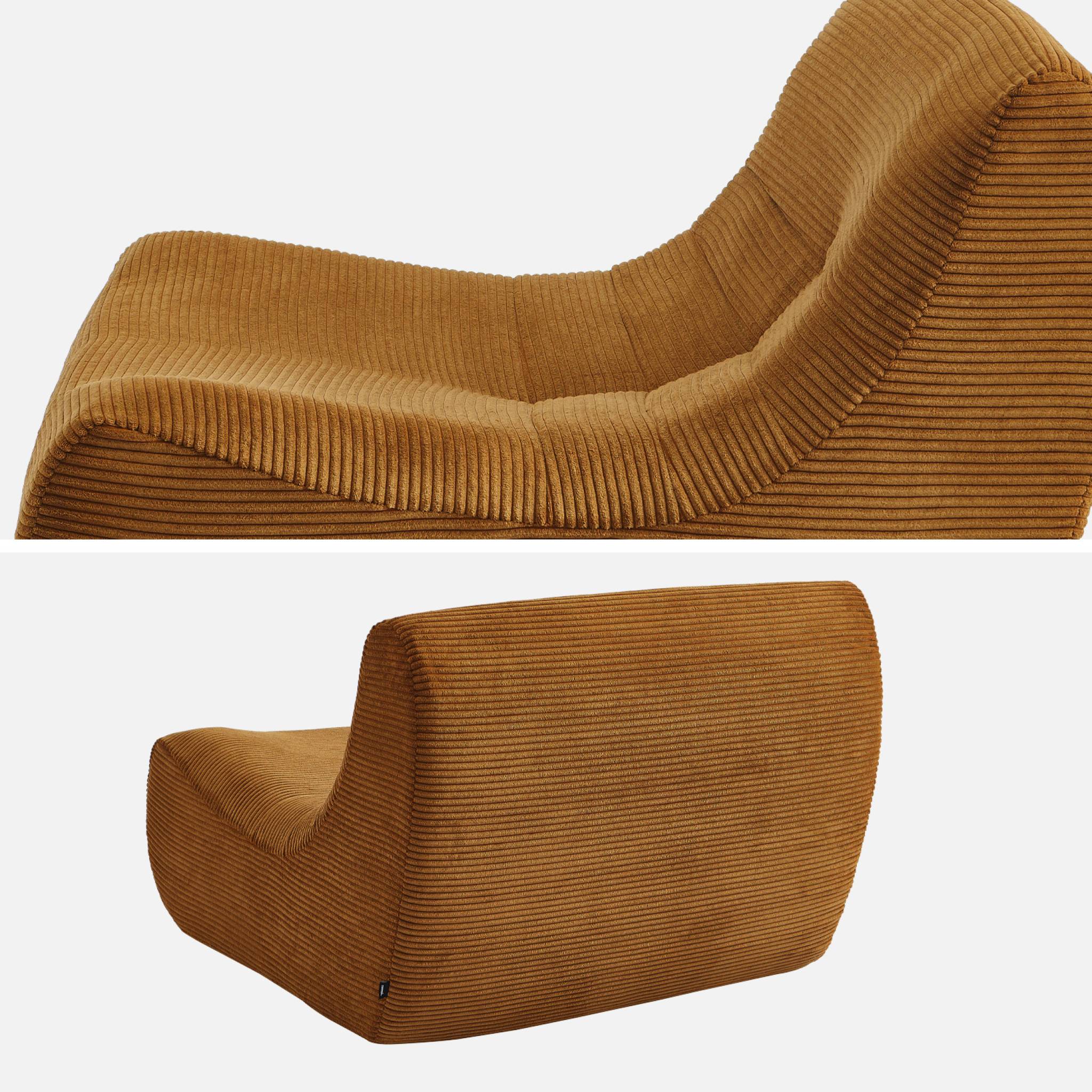 Poltrona senza braccioli in velluto a coste, 1 posto, mostarda