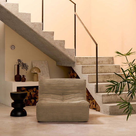 Poltrona senza braccioli in velluto a coste, 1 posto, talpa