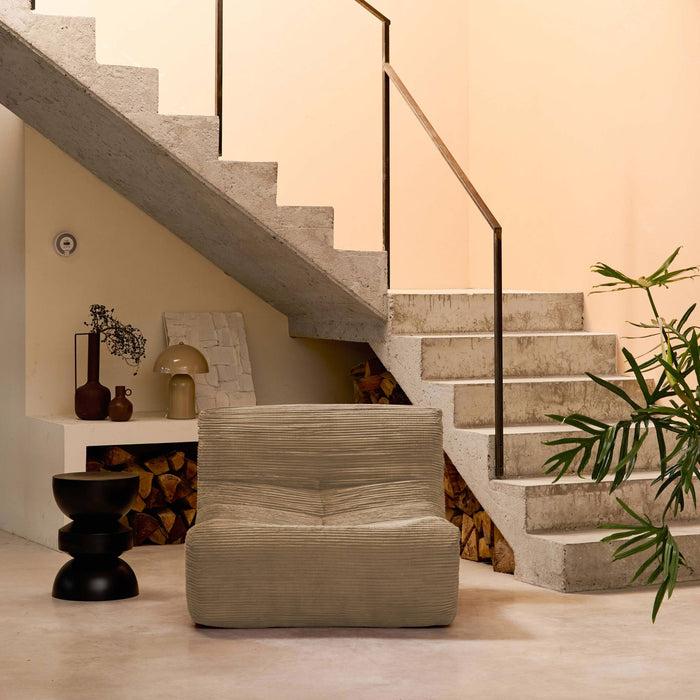 Poltrona senza braccioli in velluto a coste, 1 posto, talpa