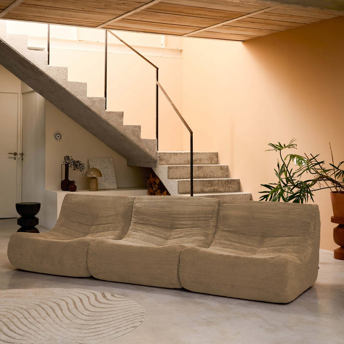 Divano modulare velluto, 3 posti, talpa