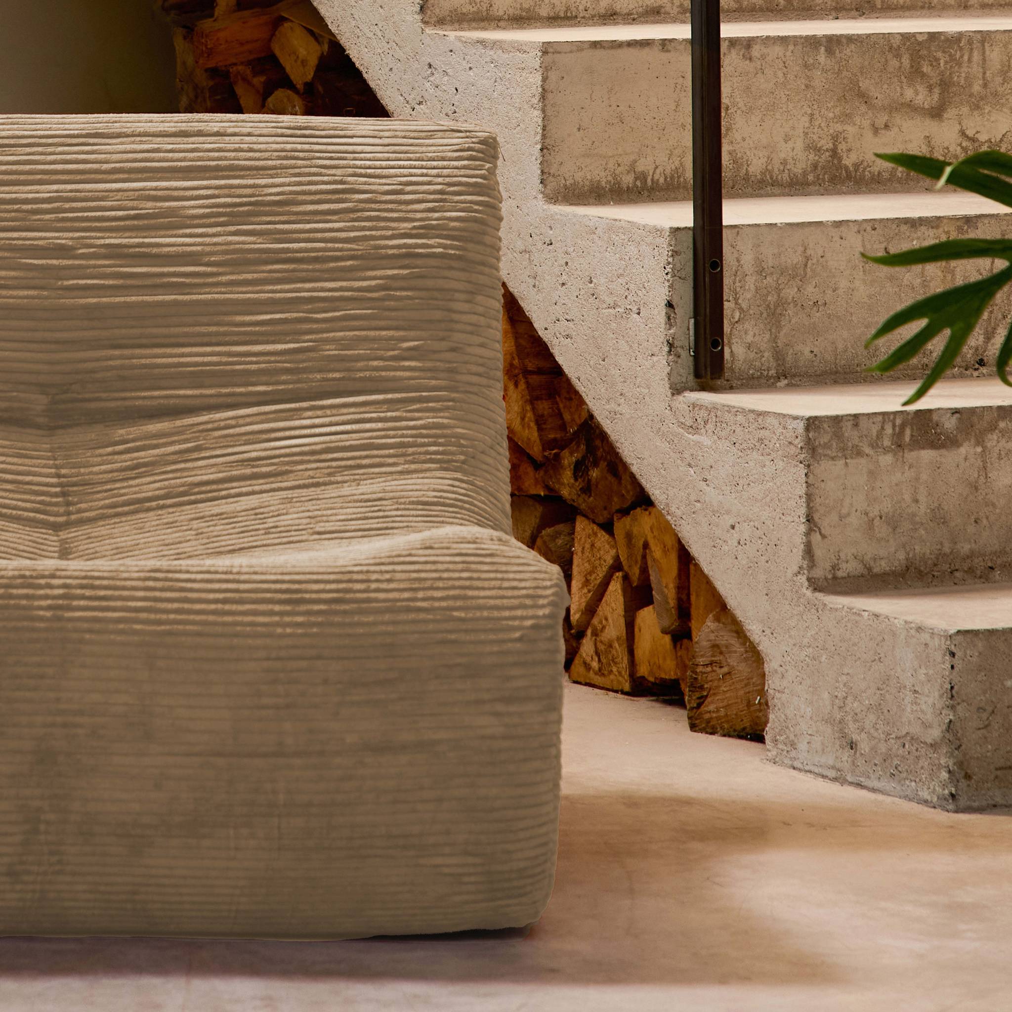 Divano modulare velluto, 3 posti, talpa