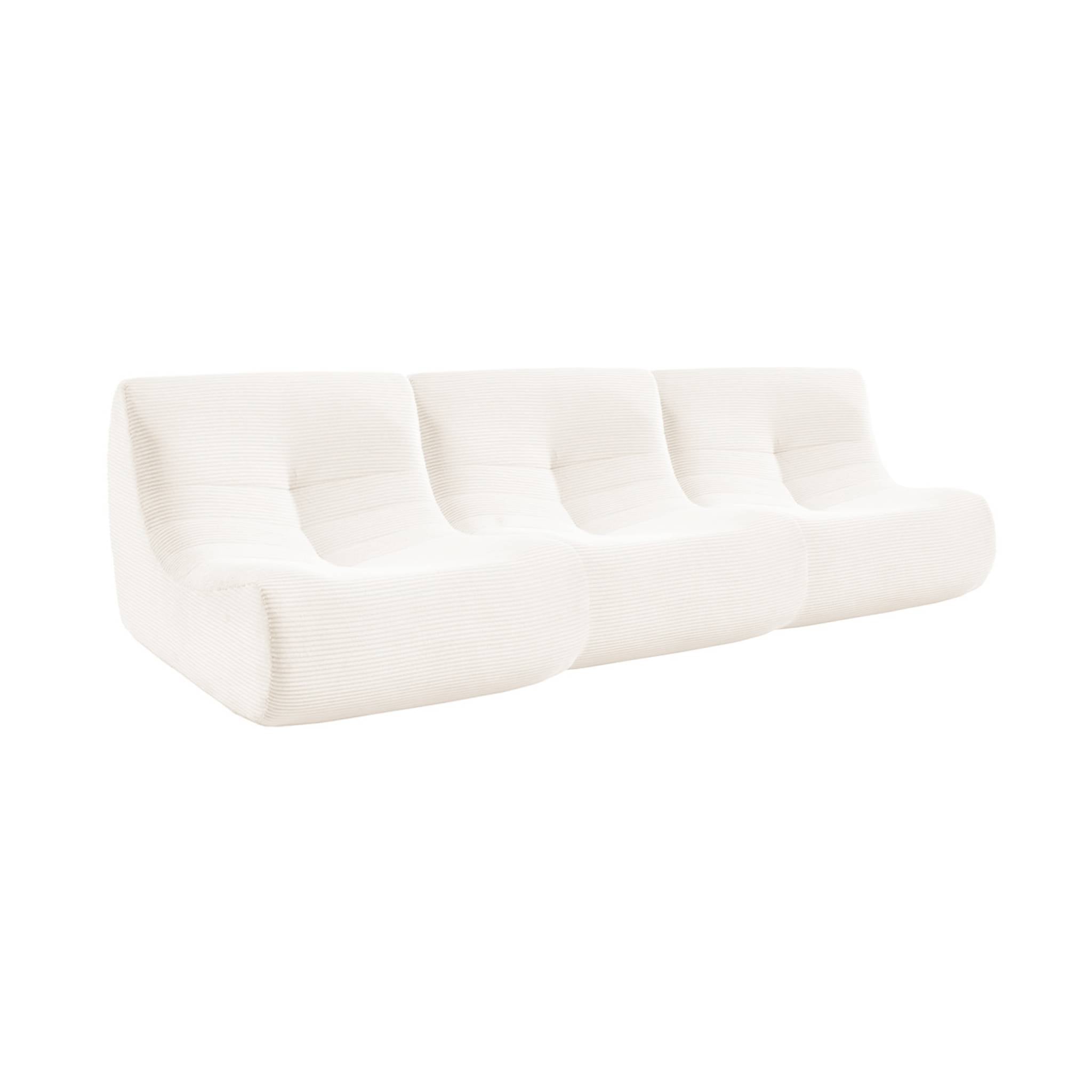 Divano modulare velluto, 3 posti, crema