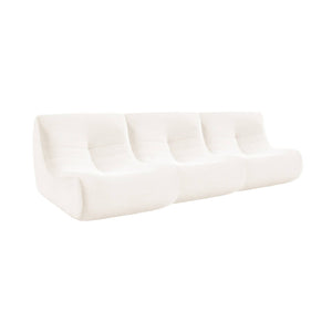 Divano modulare velluto, 3 posti, crema