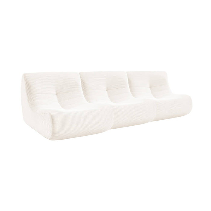 Divano modulare velluto, 3 posti, crema