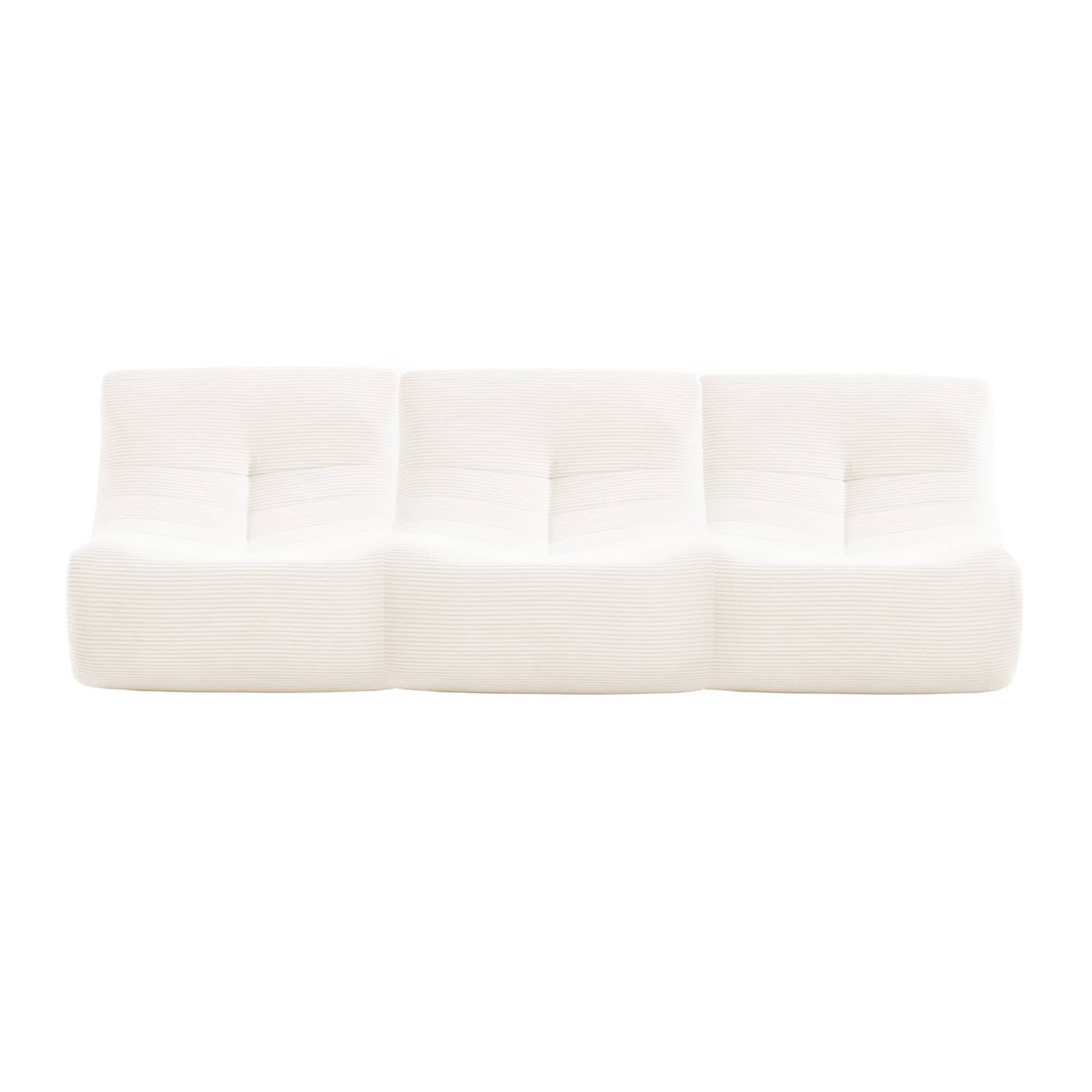 Divano modulare velluto, 3 posti, crema