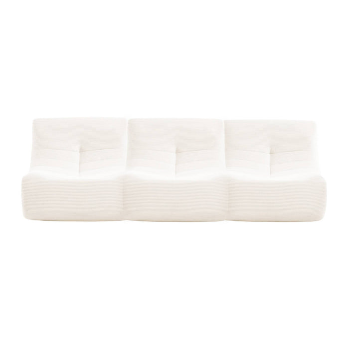 Divano modulare velluto, 3 posti, crema