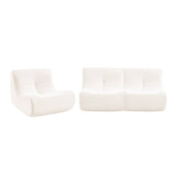 Divano modulare velluto, 3 posti, crema