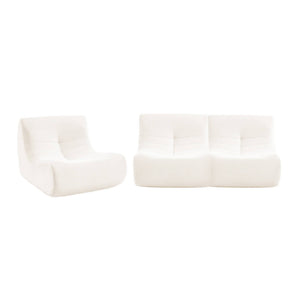 Divano modulare velluto, 3 posti, crema