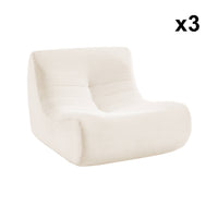 Divano modulare velluto, 3 posti, crema