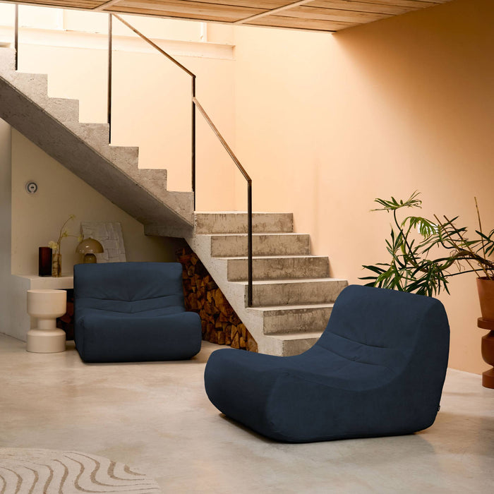 Poltrona senza braccioli in velluto 2 posti, blu scuro