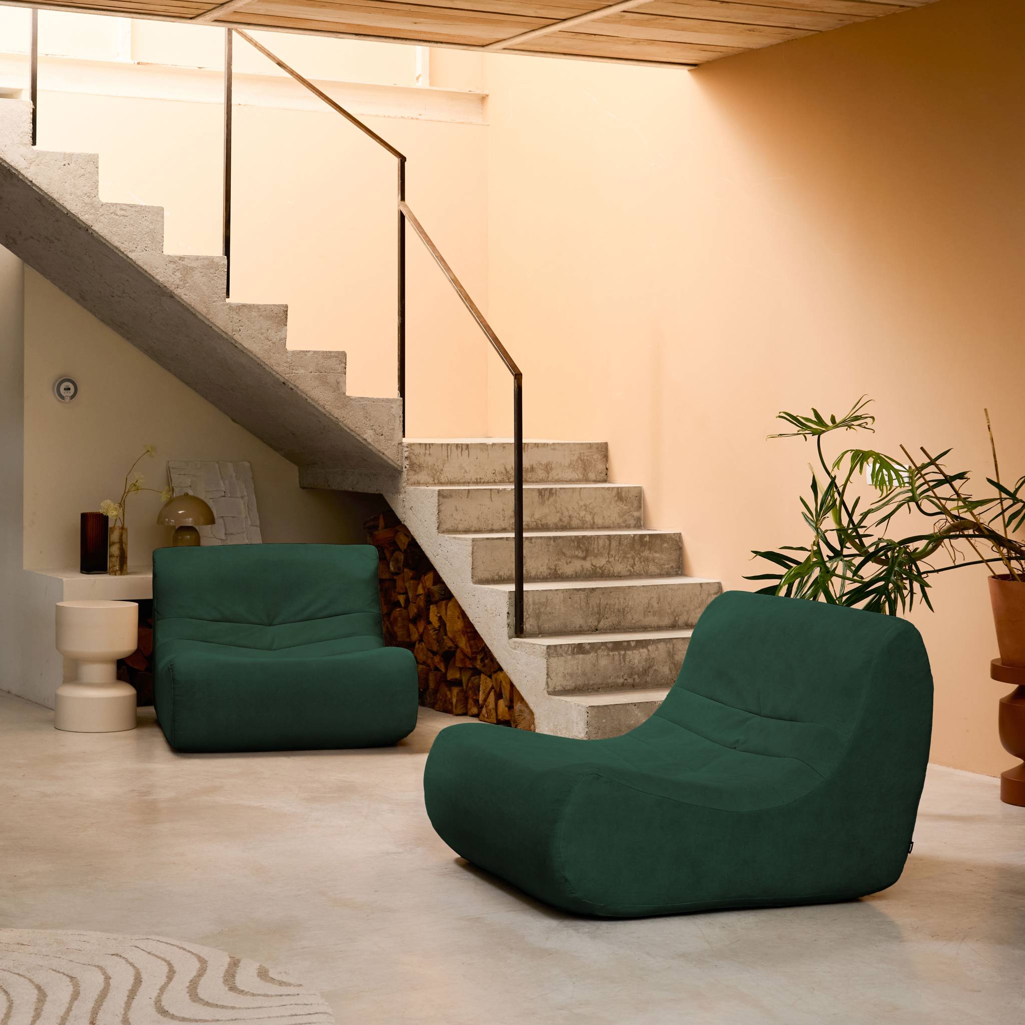 Poltrona senza braccioli in velluto 2 posti, verde