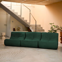 Divano modulare velluto, 3 posti, verde