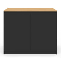 IDMarket - Isola centrale CESAR da 110 cm con ripiano estraibile rettangolare in legno nero e look faggio