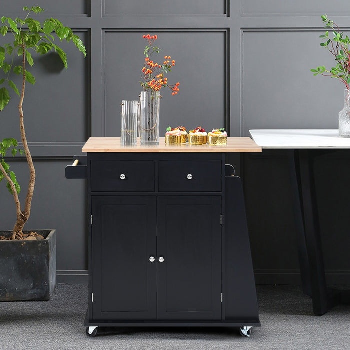 Isola da cucina con contenitore su ruote ripiano regolabile 2 cassetti portaspezie, Carello a 2 porte Nero-Carrelli