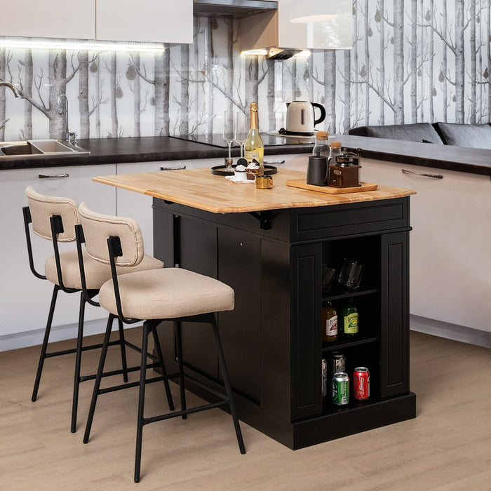 Isola da cucina con contenito reripiani regolabili a 3 livelli-Mobile contenitore da cucina a 2 ante Nero