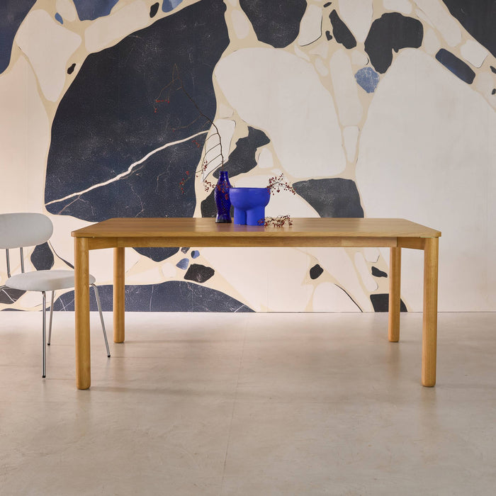 Tavolo da pranzo rettangolare in legno di hevea e impiallacciatura di