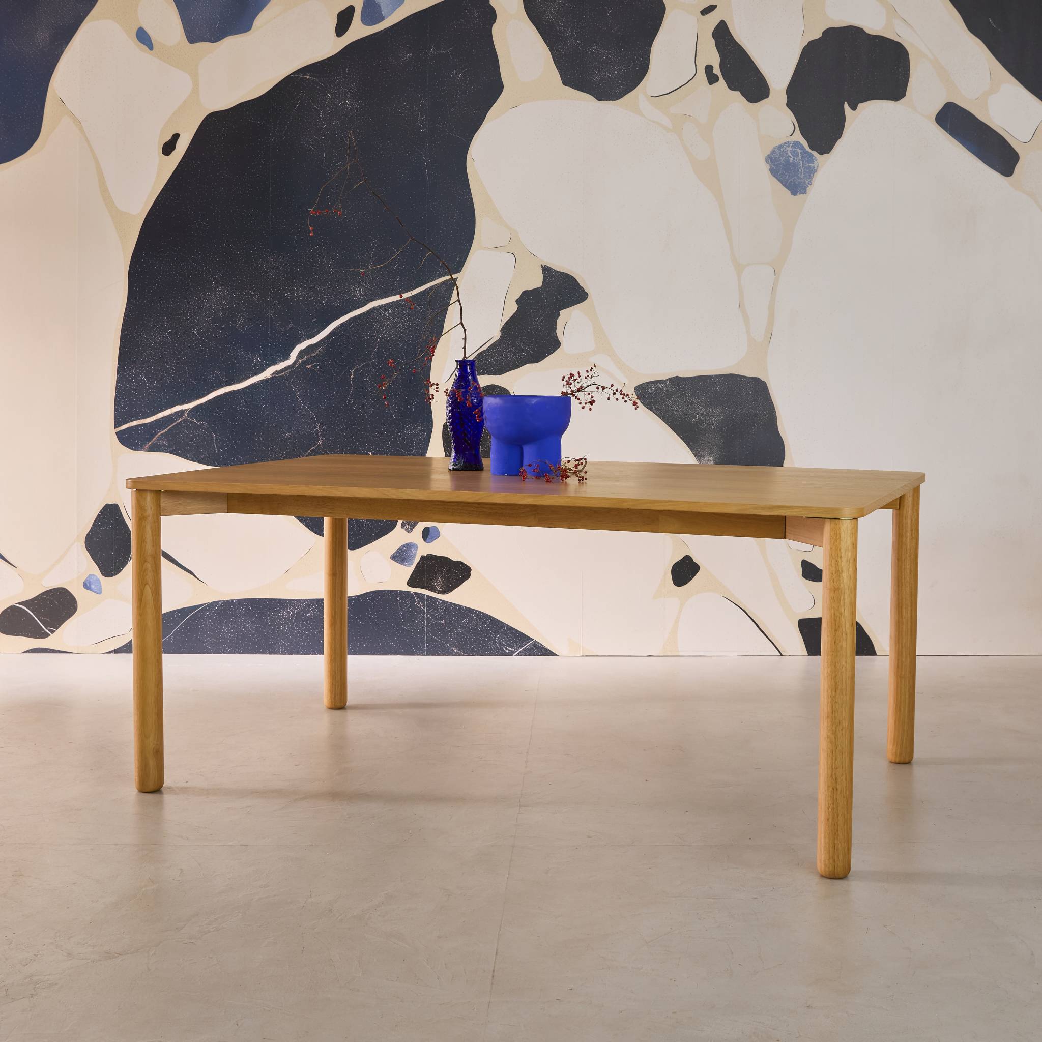 Tavolo da pranzo rettangolare in legno di hevea e impiallacciatura di