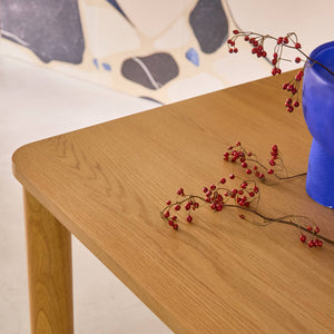 Tavolo da pranzo rettangolare in legno di hevea e impiallacciatura di