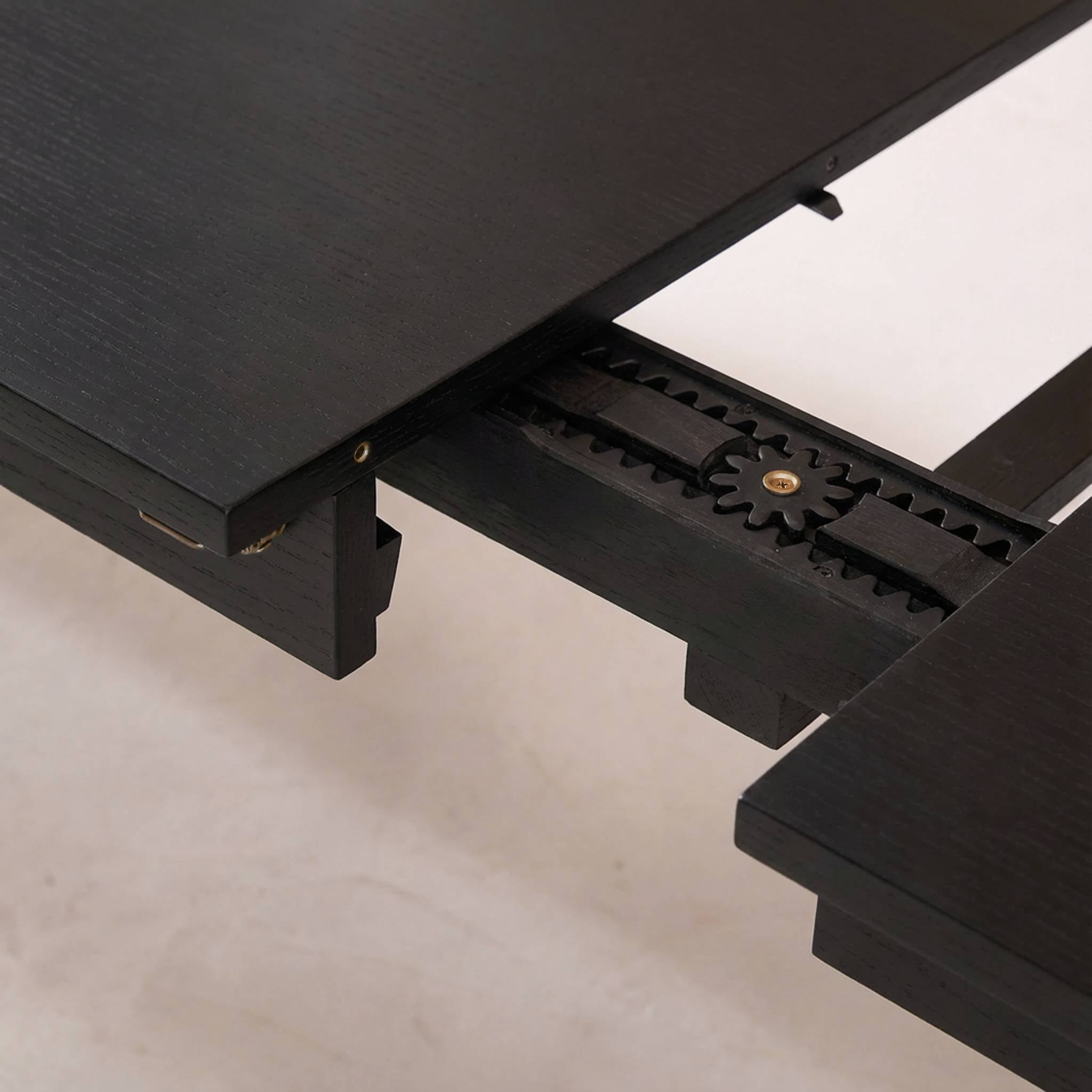 Tavolo da pranzo rettangolare allungabile in legno di hevea e quercia