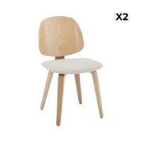 Sedia in legno curvato e bouclé, set di 2, grigio chiaro