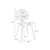 Sedia in legno curvato e bouclé, set di 2, grigio chiaro