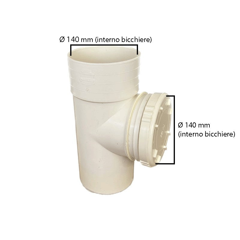 Ispezione lineare in pvc : Colore - Avorio, Diametro - 140 (con tappo Ø140)