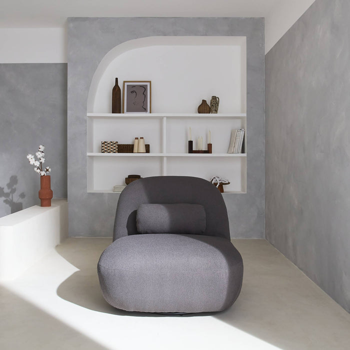 Poltrona girevole 360° bouclé, grigio