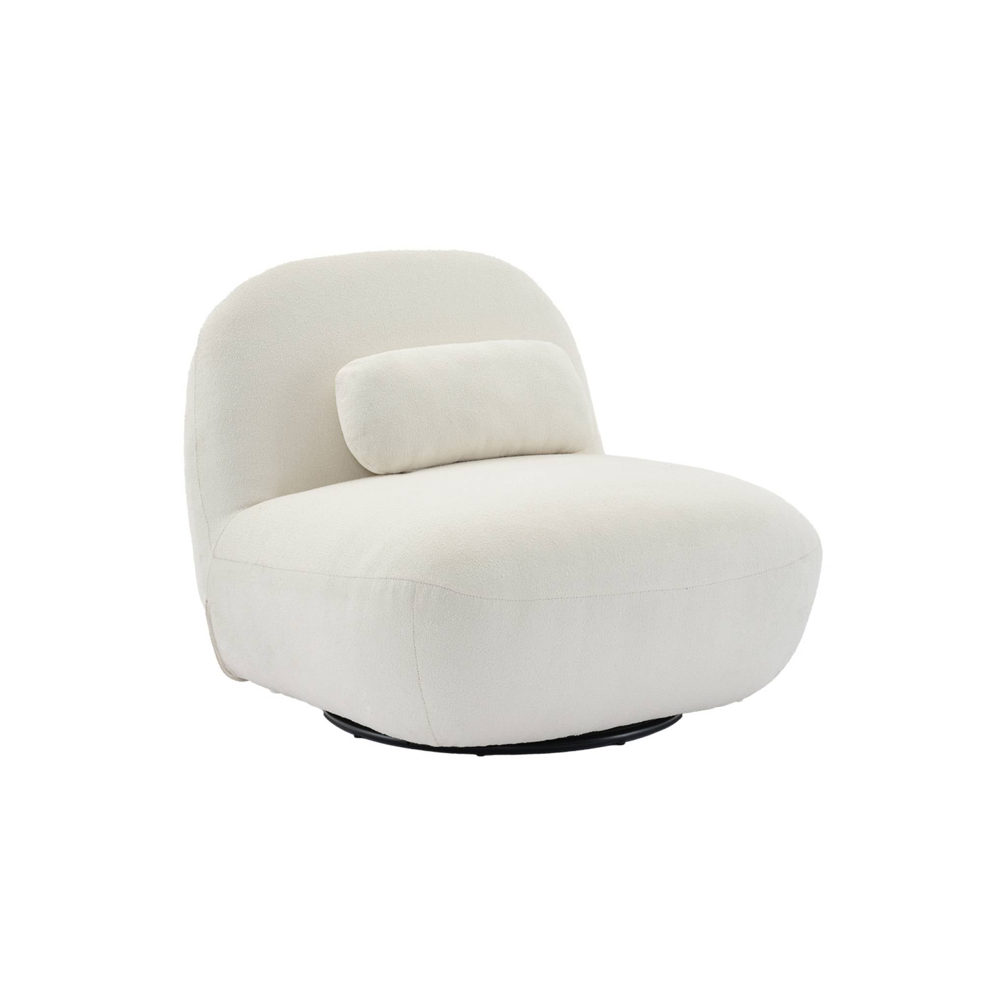Poltrona girevole 360° bouclé, crema