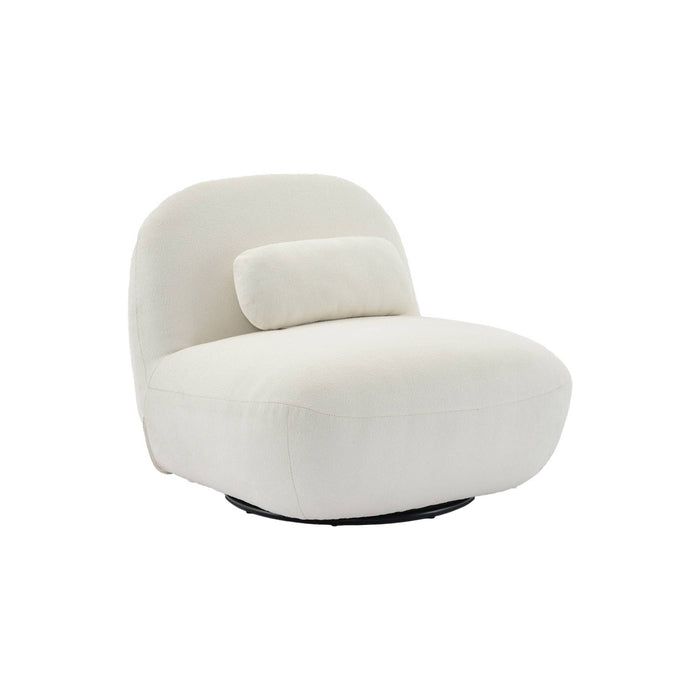 Poltrona girevole 360° bouclé, crema