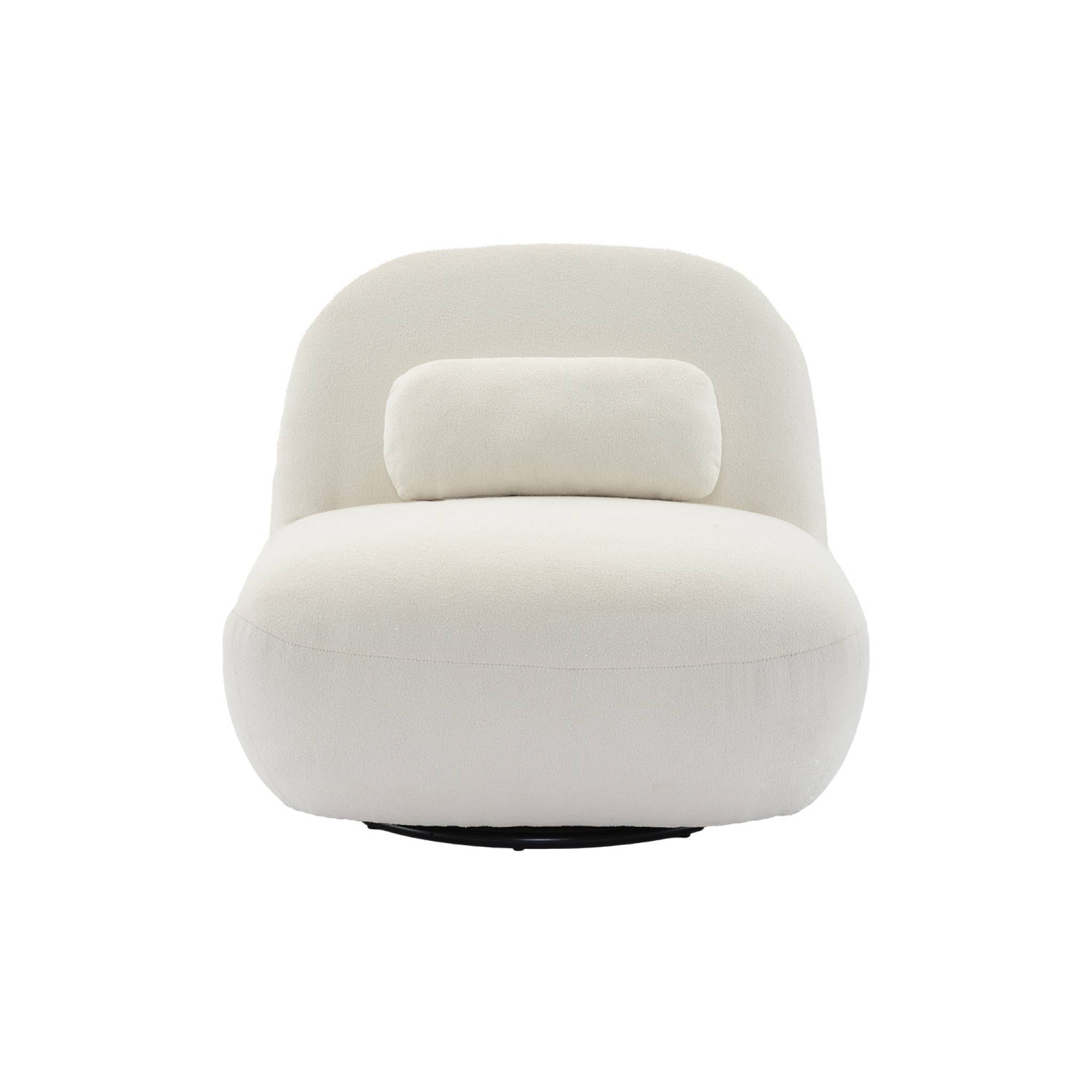 Poltrona girevole 360° bouclé, crema