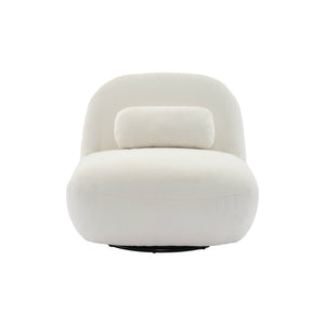 Poltrona girevole 360° bouclé, crema