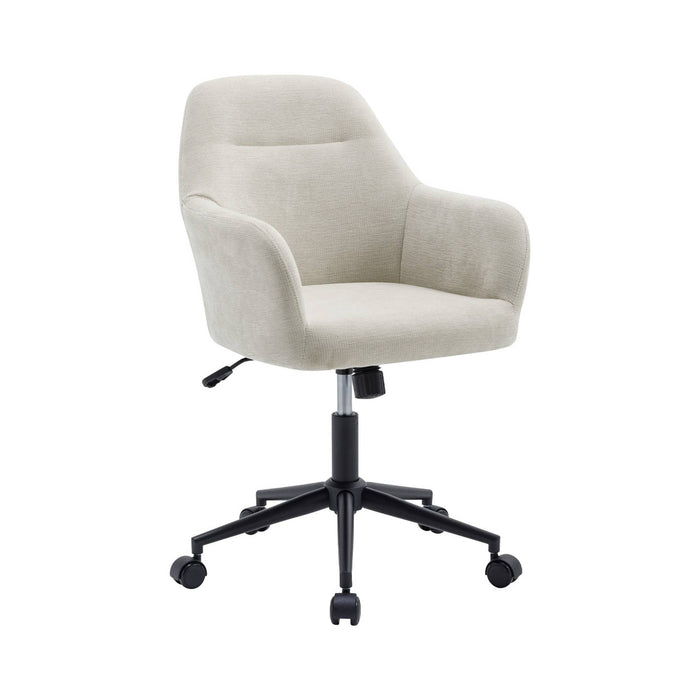 Sedia da ufficio con ruote regolabile in metallo e tessuto, beige