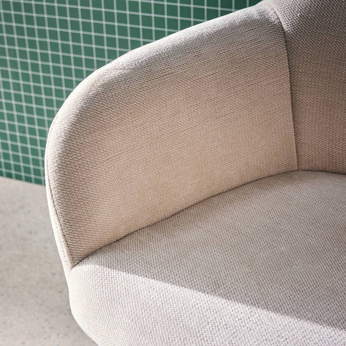 Sedia da ufficio con ruote regolabile in metallo e tessuto, beige