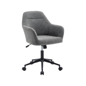 Sedia da ufficio con ruote regolabile in metallo e tessuto, grigio