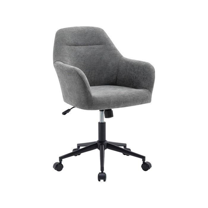 Sedia da ufficio con ruote regolabile in metallo e tessuto, grigio