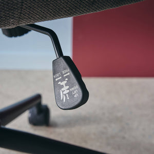 Sedia da ufficio con ruote regolabile in metallo e tessuto, grigio