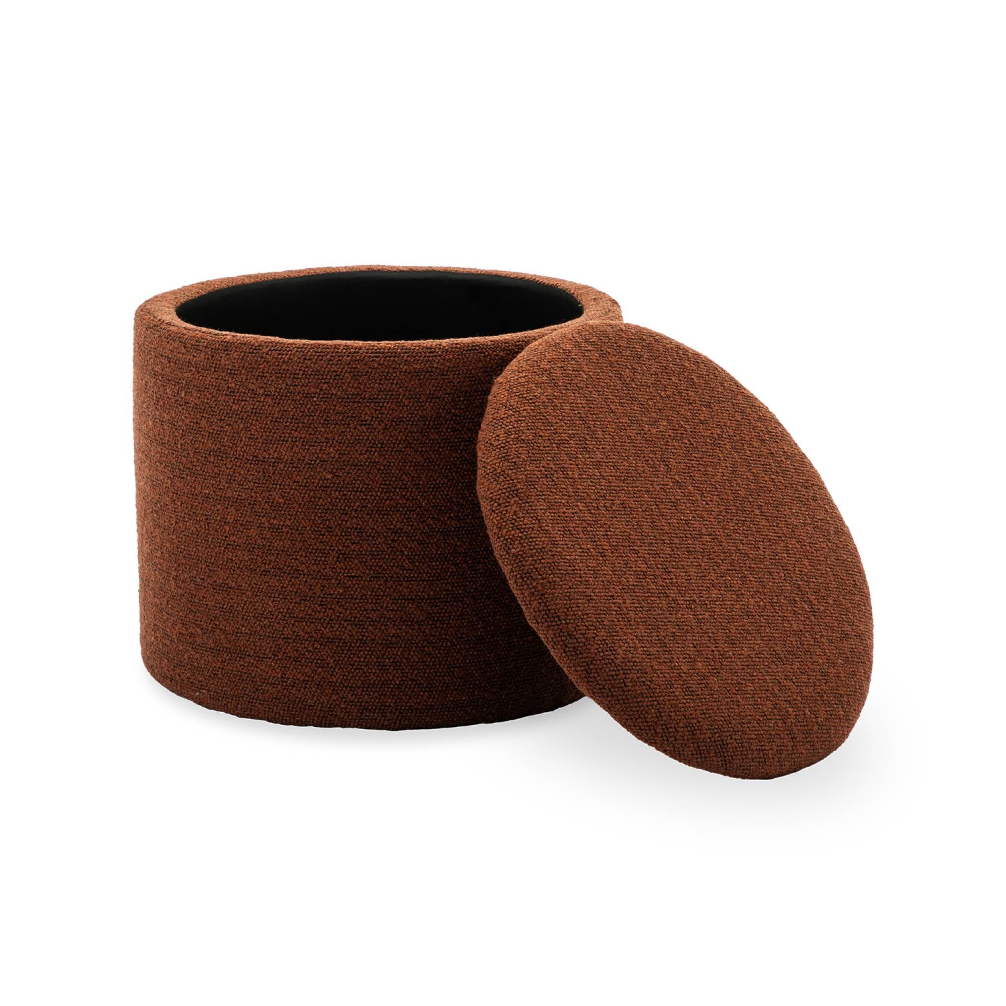 Pouf in tessuto con contenitore, terracotta