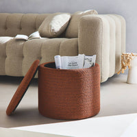 Pouf in tessuto con contenitore, terracotta