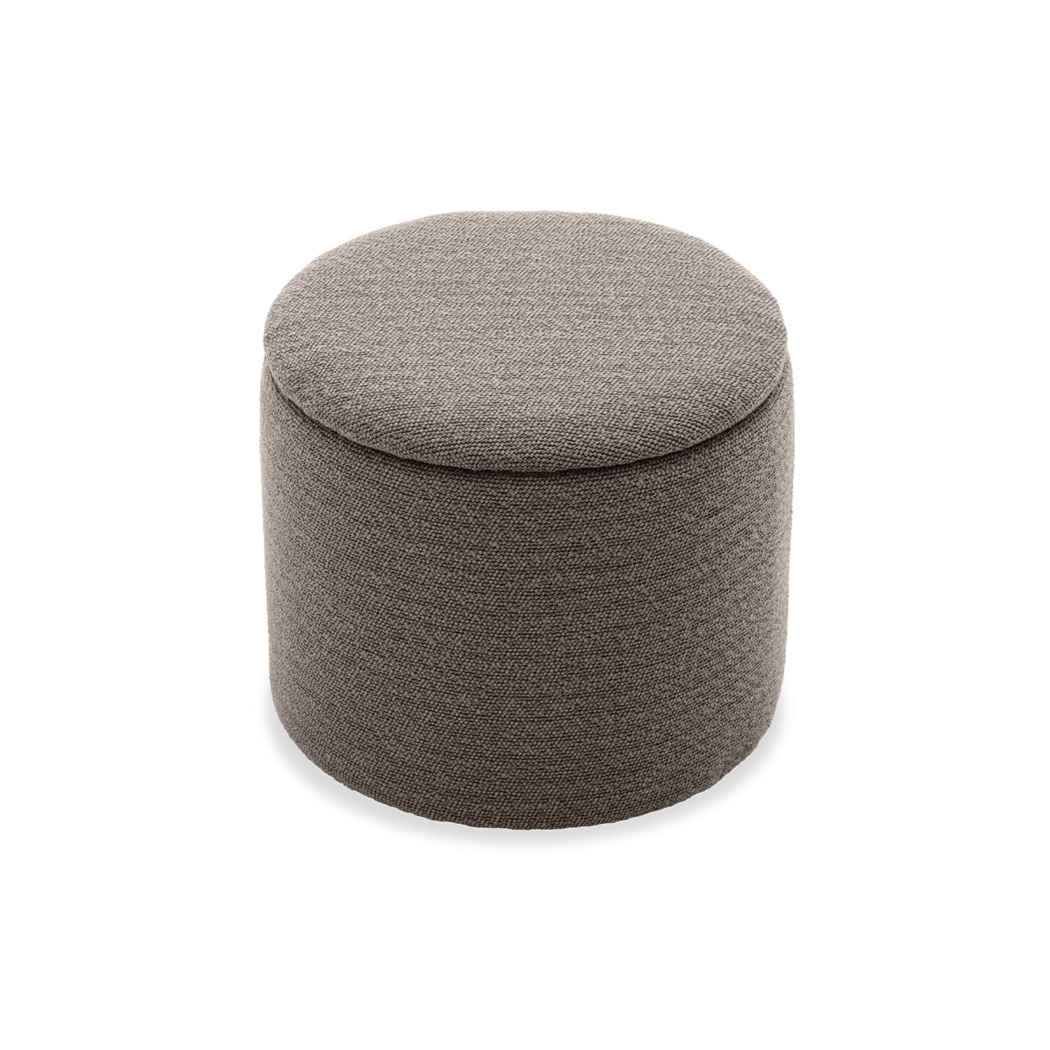 Pouf in tessuto con contenitore, beige