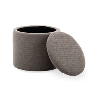 Pouf in tessuto con contenitore, beige