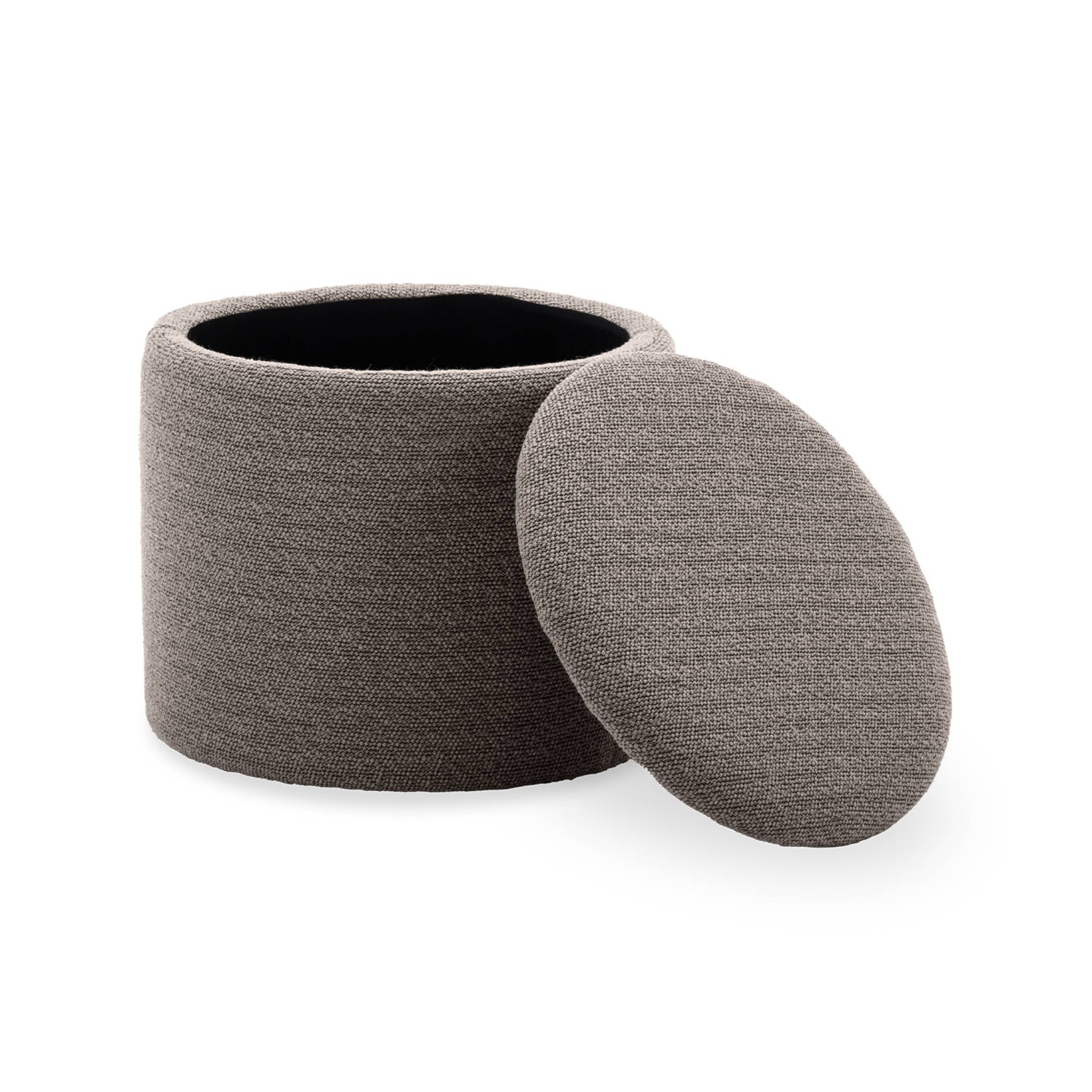 Pouf in tessuto con contenitore, beige