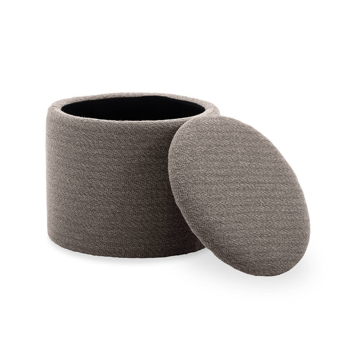 Pouf in tessuto con contenitore, beige