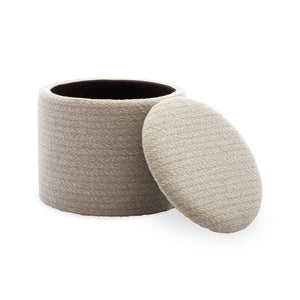 Pouf in tessuto con contenitore, bianco