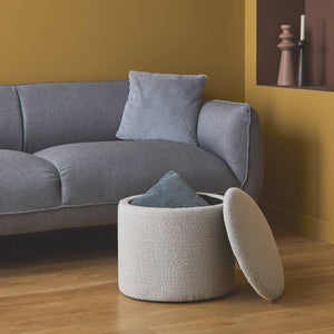 Pouf in tessuto con contenitore, bianco