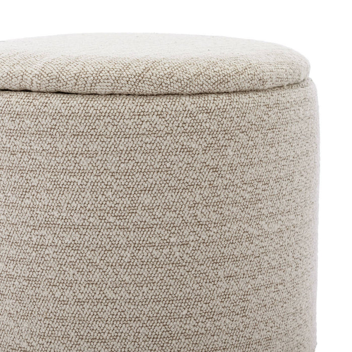 Pouf in tessuto con contenitore, bianco