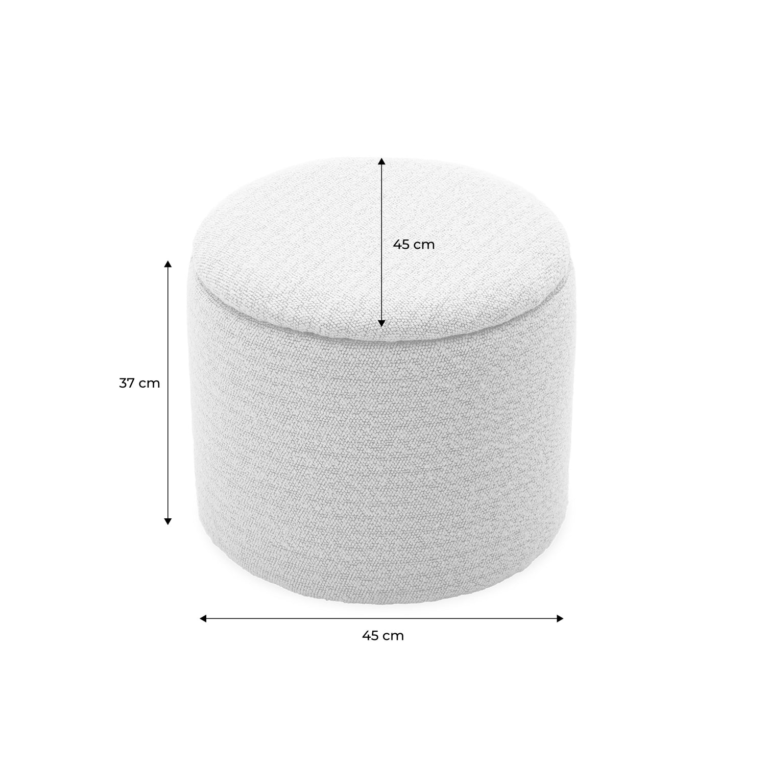 Pouf in tessuto con contenitore, bianco